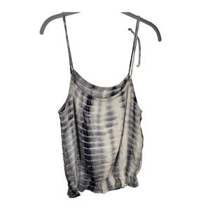 Color Thread Tie Dye Strappy Tank Top 100% Rayon Gray Cream Size Large